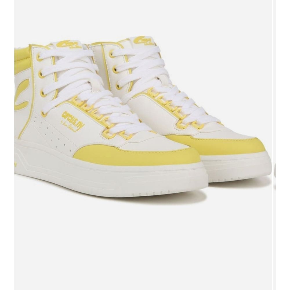 Yellow and White High-Top Sneakers